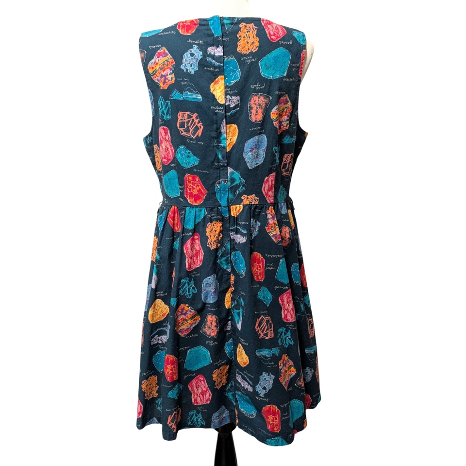 ModCloth Womens Size XL Blue Geology Gemstones Rocks Sleeveless Fit Flare Dress - Image 4 of 4