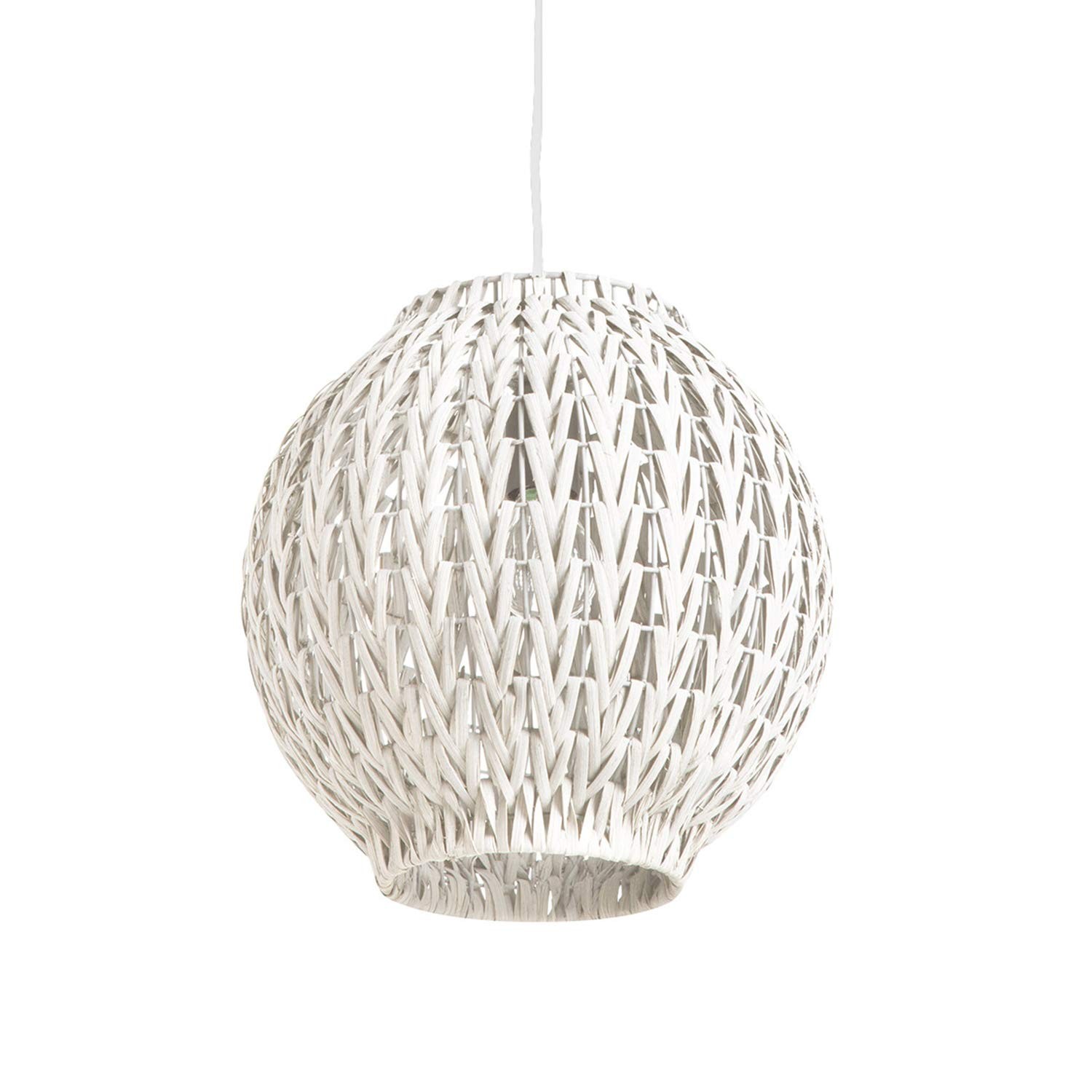 Suspension rotin blanc Tahia ø31cm pour illuminer un salon bohème ou une chambre