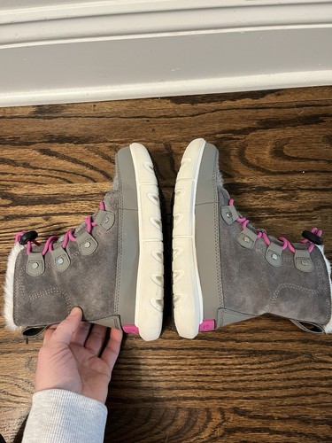 Sorel Kids Quarry (Grey)/Bright Lavender Explorer Lace WP Boot US 1 - Picture 6 of 8