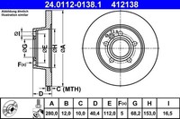 2X ATE Bremsscheibe 24.0112-0138.1 FüR VW