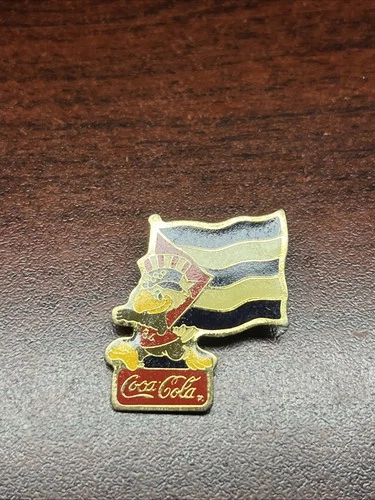 Vintage 1984 Los Angeles Olympics Coca Cola Sam Eagle Cuba Flag Lapel Pin