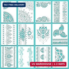 12 Pieces Large Mandala Stencil Reusable Mandala Painting Templates 8.3 x 11.7 I