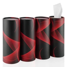 4 Pack Car Cup Holder Facial Tissues with Travel Tissue Bag Flower Combo