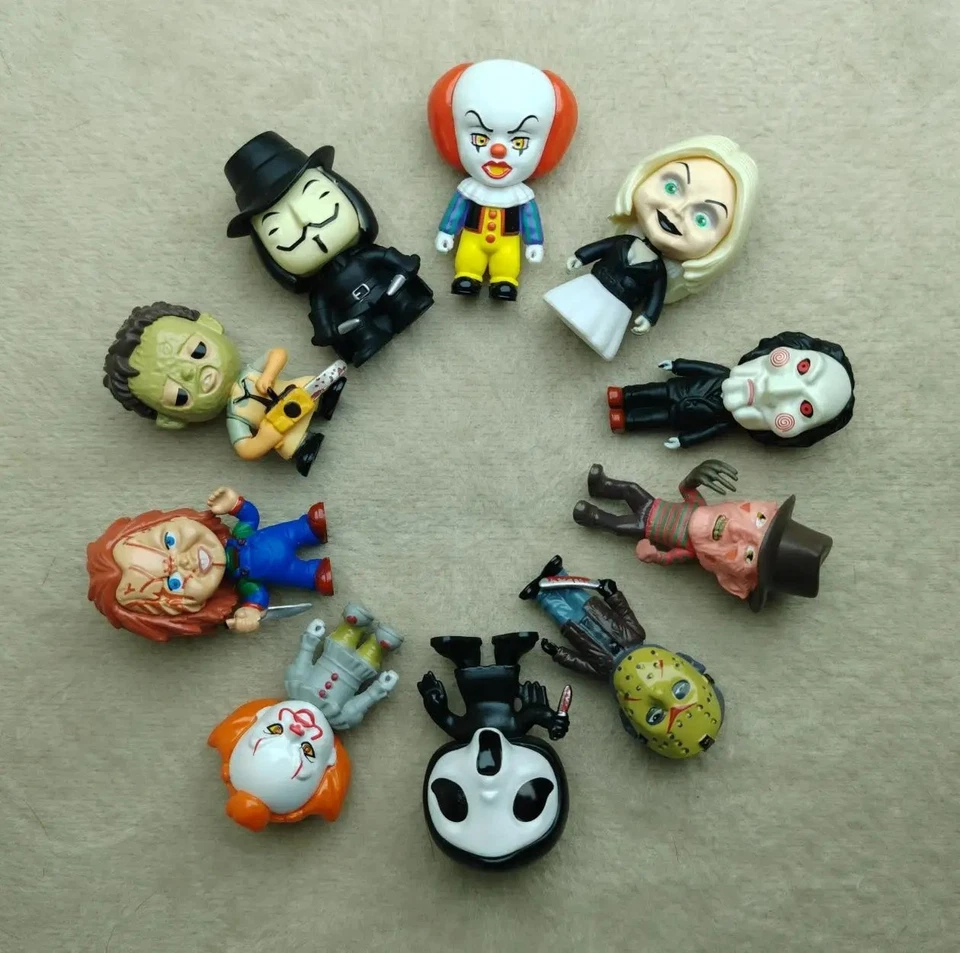 Juego de 10 figuras de acción de película de terror de Halloween - Muñeca de juguete Jason Freddy Pennywise Foto 3 de 4