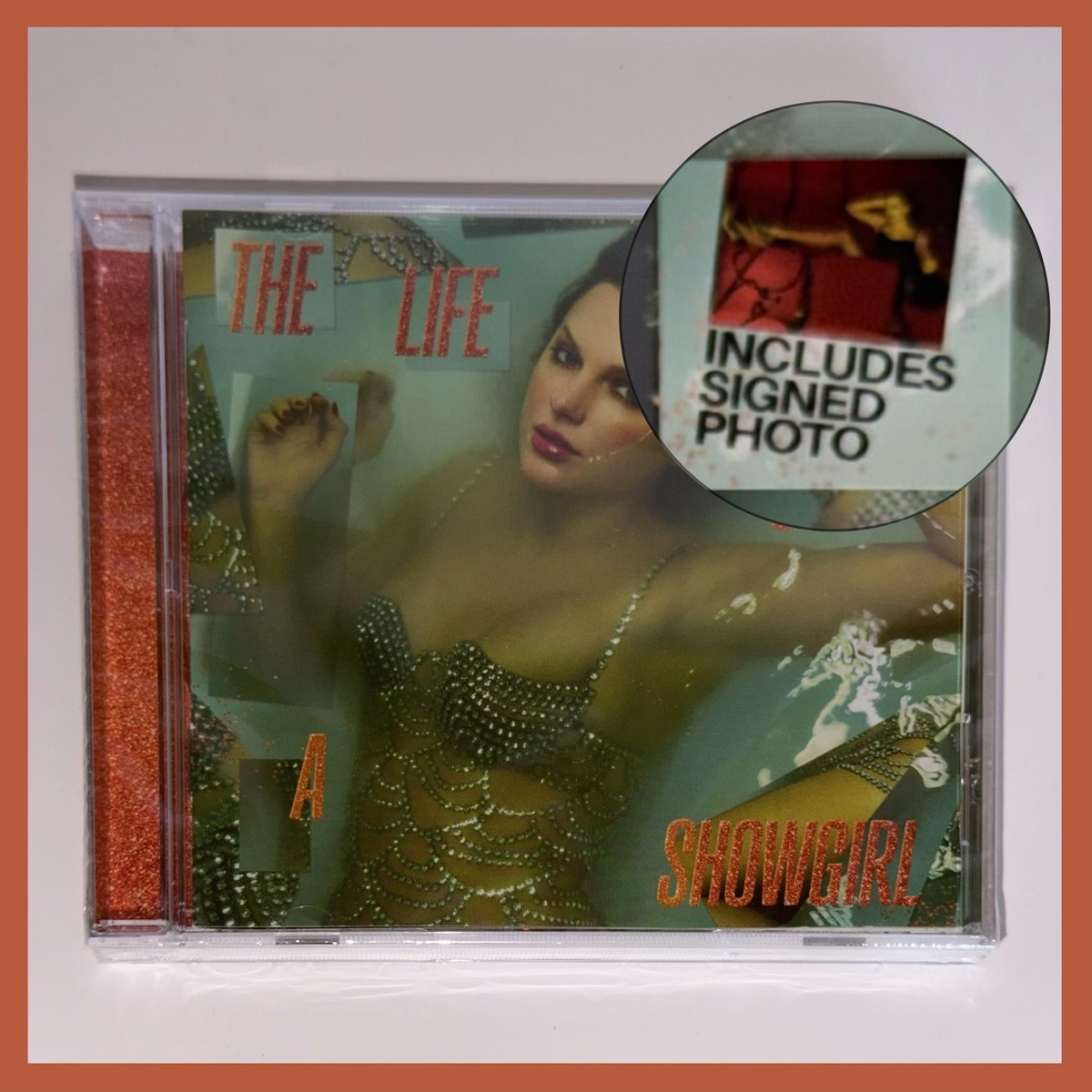 Taylor Swift - The Life of a Showgirl CD + Hand Signed Photo 4 IN