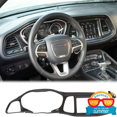 Center Console Dashboard Panel Trim for Dodge Challenger 2015+, Carbon Fiber a
