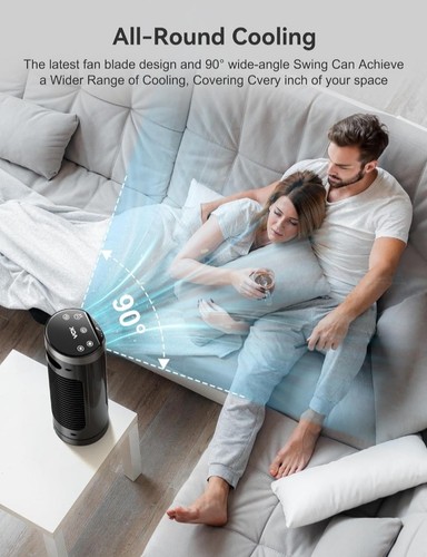 VCK Persönlicher Turmventilator, 80° Oszillation, 3 Geschwindigkeiten Lüfter mit Fernbedienung & Timer...C2 - Bild 5 von 11