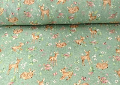 Isla Alpenfleece Rehe hellgrün Sweatstoff Innenseite Fleece Alpensweat Swafing