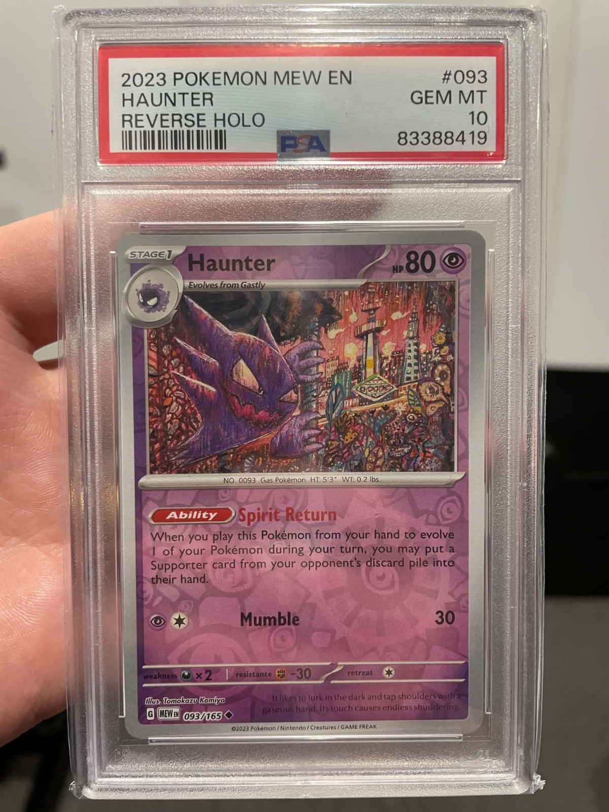 HAUNTER SCARLET VIOLET 151 MEW EN 093 REVERSE HOLO RARE PSA 10 GEM