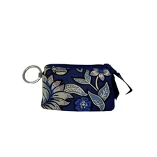 Vera Bradley Blue Tropics ID Card Holder Coin Pouch Keychain Zippered Wallet