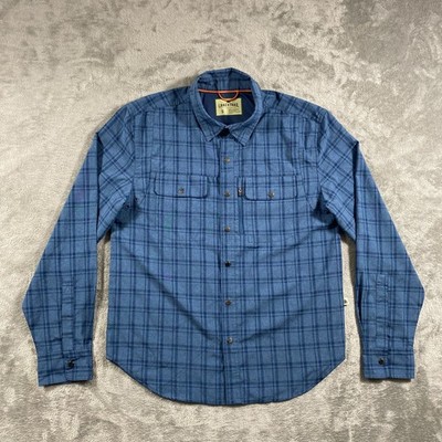 Lake & Trail Performance Flannel Shirt Mens S Blue Plaid Hiking Vented Outdoor