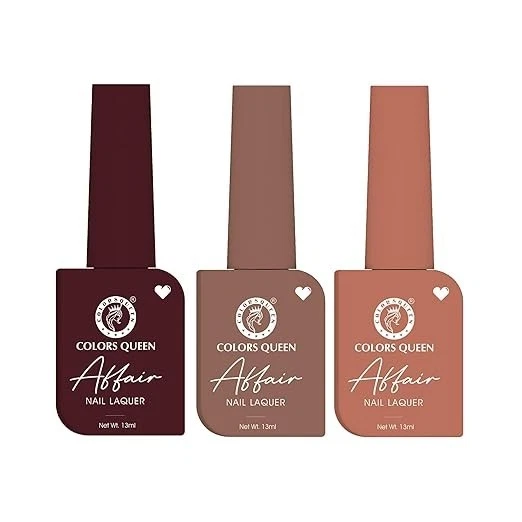 Colors Queen Affair Nail Polish Set of 3-22 Mulberry Maven, 41 Mellow Coral & 59