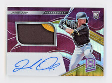 Jared Oliva 2021 Panini Spectra #151 Neon Pink Rookie Jersey Patch Auto RC /49