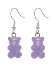 Teddy Gummy Bear Earrings Handcrafted Hypoallergenic Stainless Steel Hooks Xmas