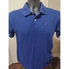 New TOMMY HILFIGER Polo Shirt Flag Logo Blue Boys Youth Size Large L 16/18 NWT