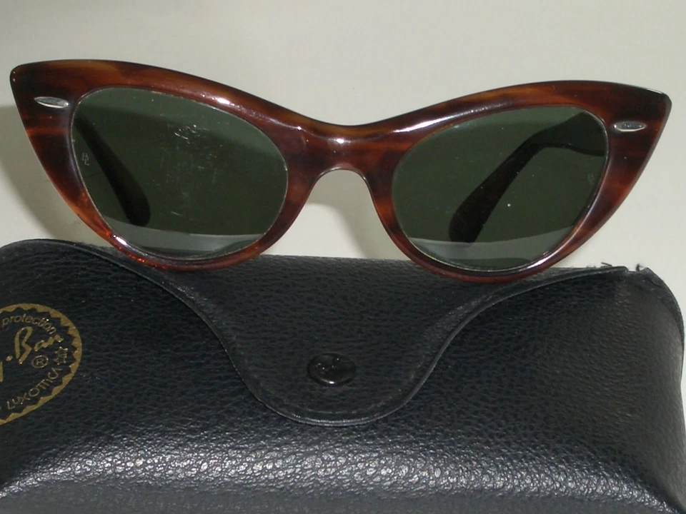 GAFAS DE SOL VINTAGE B&L RAY BAN W0960 BRILLANTE TORTUGA G15 VIDRIO LISBOA OJO DE GATO Foto 3 de 4