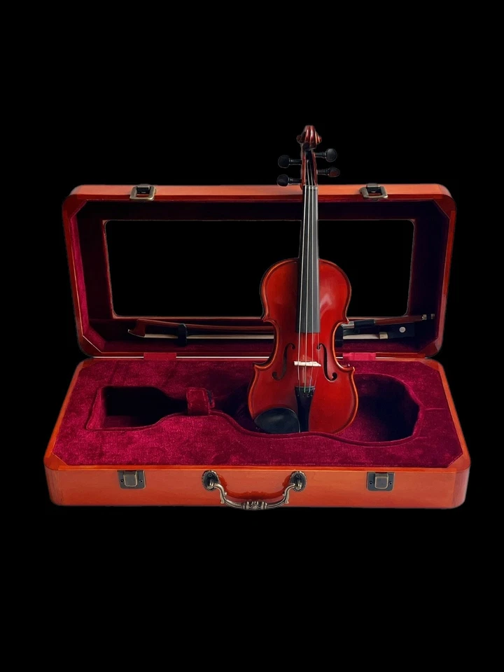 Violín hecho a mano de madera maciza 1/32 (200 mm) con vitrina - totalmente jugable Foto 2 de 2