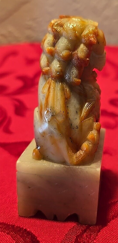 Antique Shoushan Foo Fu Dog Pair Guardian Auspicious Beasts Protect Hand Carved - Picture 6 of 10