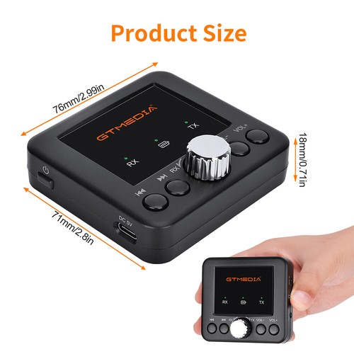 Wireless Bluetooth 5.2 Audio Transmitter NFC Receiver Stereo HiFi Adapter AUX DE - Afbeelding 3 van 12