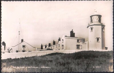 The Lizard Lighthouse, Cornwall.  Vintage Echt Foto Postkarte. Kostenloser UK-Versand