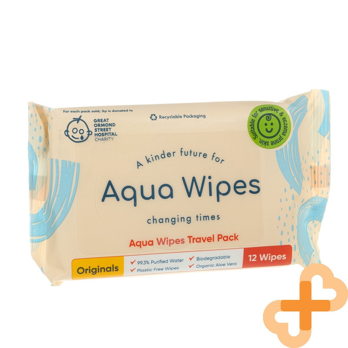 AQUA WIPES Wet Disposable Wet Wipes for Babies 12 Pcs. Plastic Free