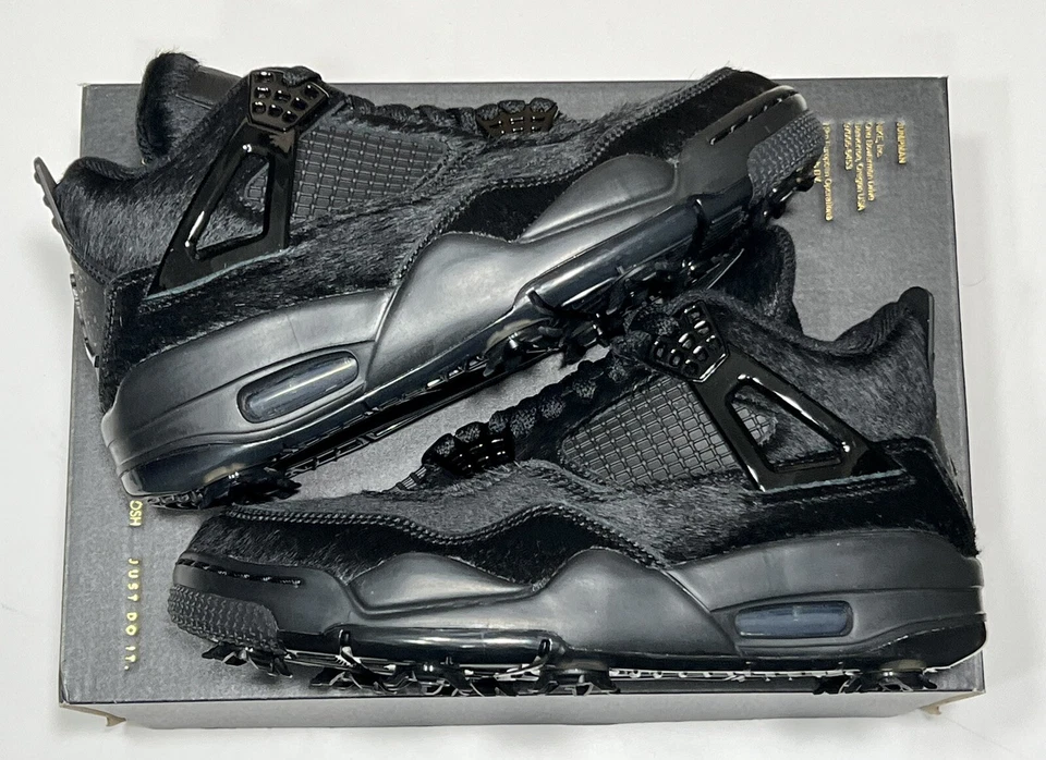 Nike Air Jordan IV G 4 Golf Negro Gato Pelo de Poni CU9981 001 Para hombres Talla 5/W6.5 Foto 3 de 4