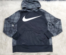 Nike Dri-Fit Youth L Boys Hoodie Pullover Sweatshirt Black Pocket Large P-7