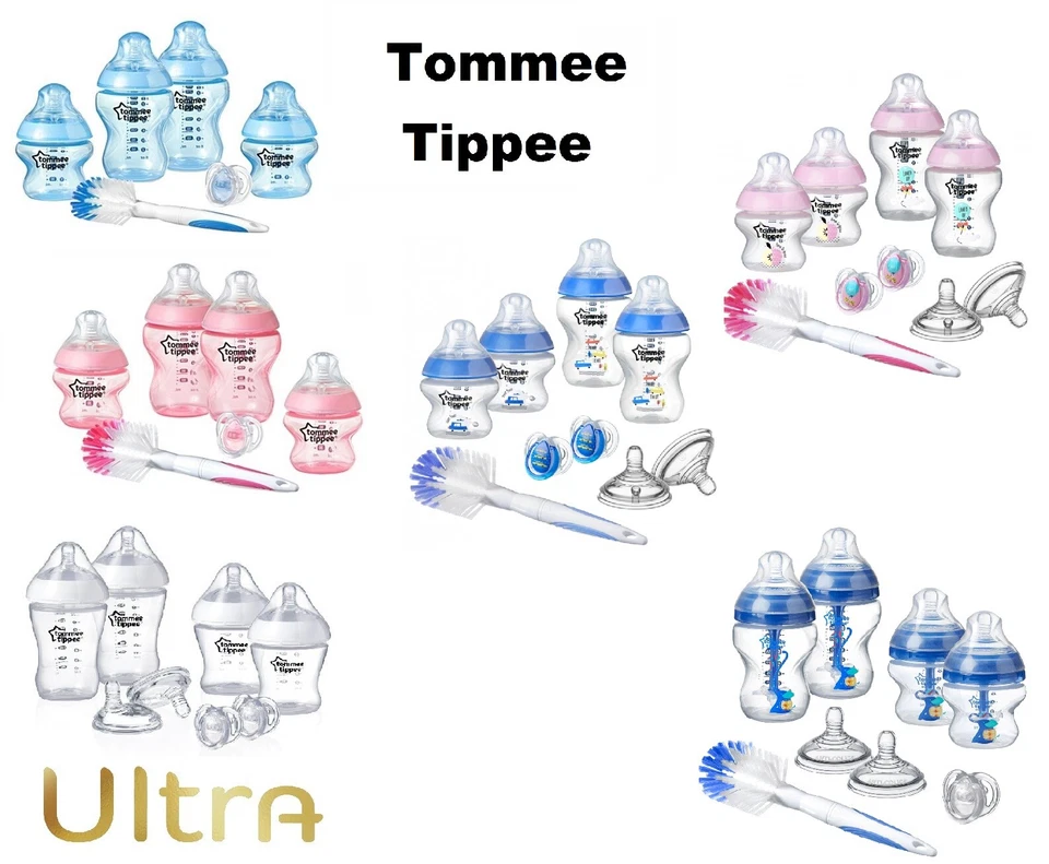 Tommee Tippee Closer to Nature Bottles Starter Kit Blue/Pink ULTRA Clear Set
