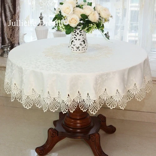 New Lace Tablecloth Pastoral  Dining Table Cloths  Embroidery  Cover Decoration - Image 4 of 4