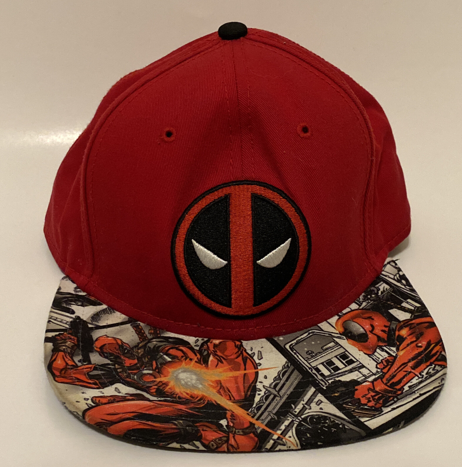 DEADPOOL ATTACK LOGO Snapback Adjustable Hat Red … - image 1
