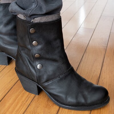 LUXURY REBEL: VINTAGE ''Beck'' Leather Boots -Size US 9/EU 39 - Black & Gray