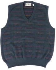 Segreto Sweater Vest Men M Black/Brown 100 Virgin Wool Grandpa Core Made Italy