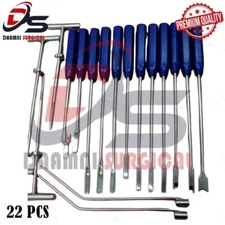 Cement Removal Instruments Set Of 22 Pcs Titanium Blue Orthopedics