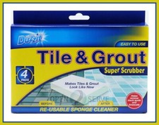 Duzzit Tile & Grout Super Scrubber Sponge Re-usable Easy to use Magic - 4 Pads