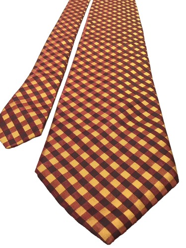 CAMILLA SMITH New York MEN'S TIE Orange Plaid 4” 100% Silk USA Excl’t Con - Picture 3 of 8