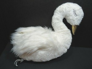 Pottery Barn Kids White Plush Swan Bird Pillow 11 Pbk Gold Beak