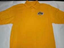20329 NBA Team Apparel LOS ANGELES LAKERS Basketball Polo Golf Shirt GOLD New