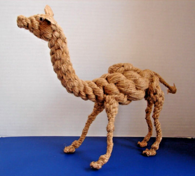 Vintage Braided Rope Art Twine 10'' Camel Figurine Animal Rare