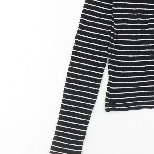 New Look Womens Black Cotton Blend Blouse Size 10 - Lace Up Neckl - Picture 12 of 12