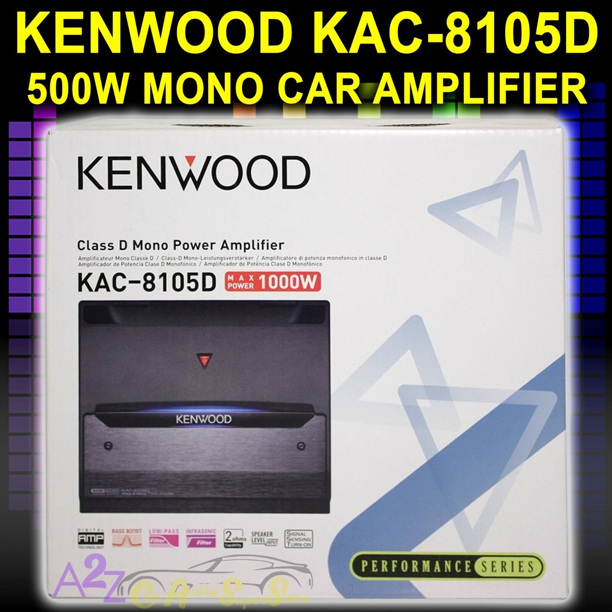 KENWOOD KAC-8105D 500 WATT PERFORMANCE SERIES MONO SUBWOOFER