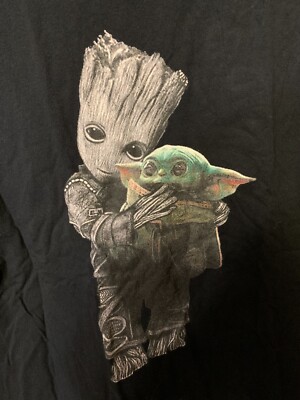 I Am Groot Guardians of the Galaxy The Child Black T-shirt Men's Sz L