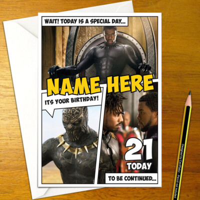 BLACK PANTHER Personalised Birthday Card - personalized marvel disney t ...