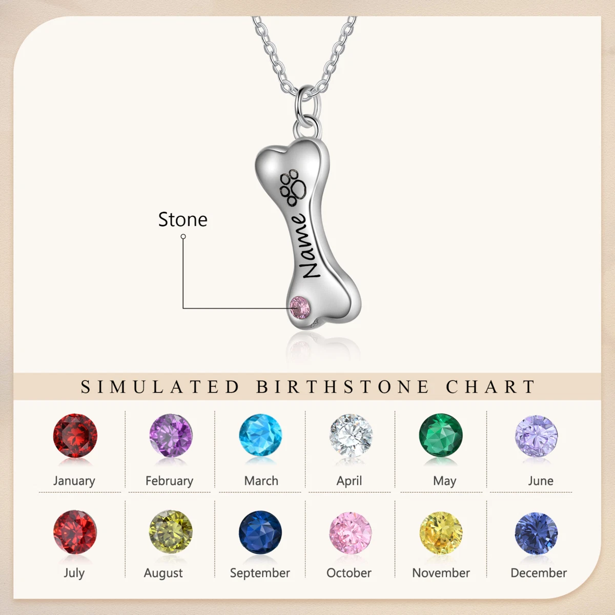 Dog birthstone necklace sale