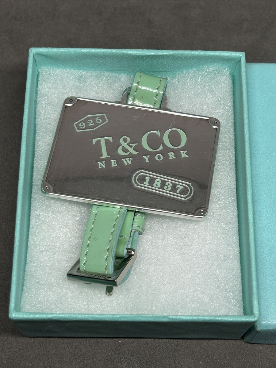 Tiffany & Co Luggage Tag 1837 Sterling Silver & Blue Enamel