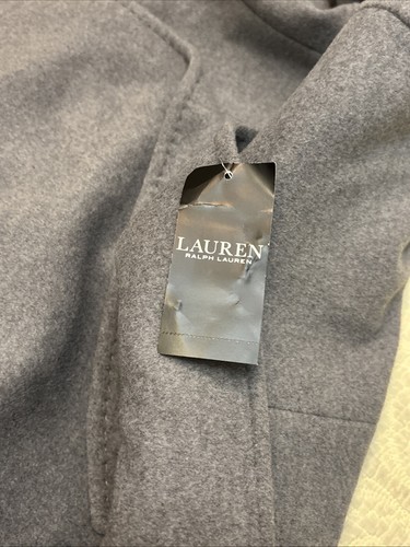 Neu mit Etikett $ 420 Lauren Ralph Lauren Damen-Wickelmantel Wolle-Kaschmir-Mischung grau Größe 18 - Bild 8 von 9