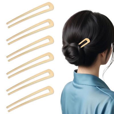 6 Stück U Förmige Haarnadeln Metallspange, Große French Hair Pin Haarnadel Vinta
