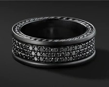 3Ct Round Lab-Created Black Diamond Bridal Band Ring Set 14K Black Gold Plated