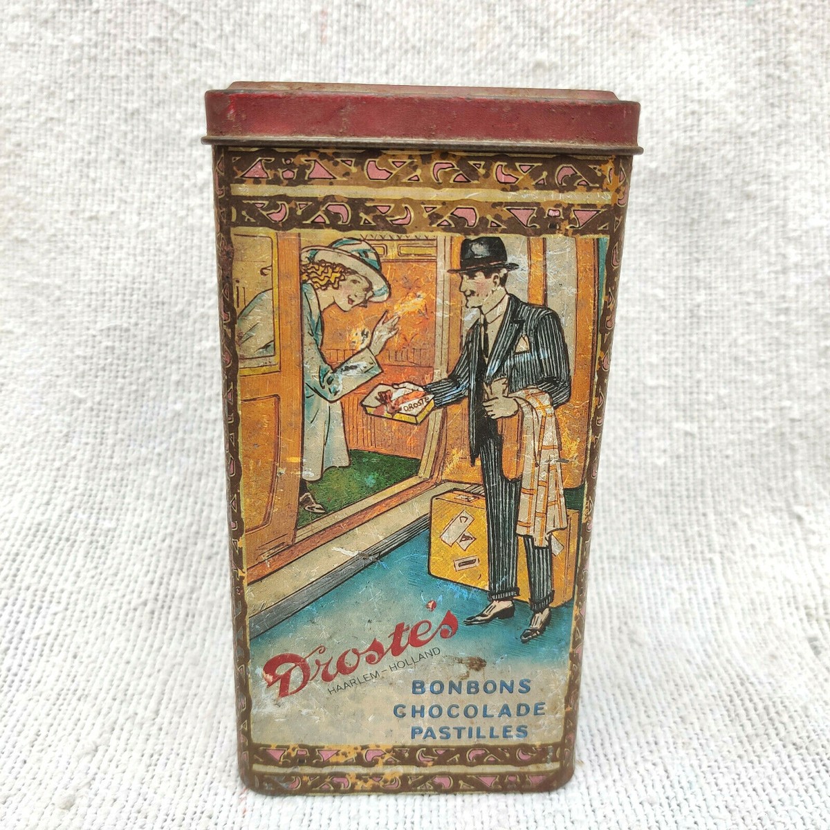 Vintage Drostes Cocoa Chocolate Bonbons Pastille Tin Haarlem