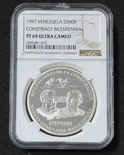 VENEZUELA, 500 Bolívares, 1997 NGC PF69. **CONSPIRACY BICENTENNIAL**
