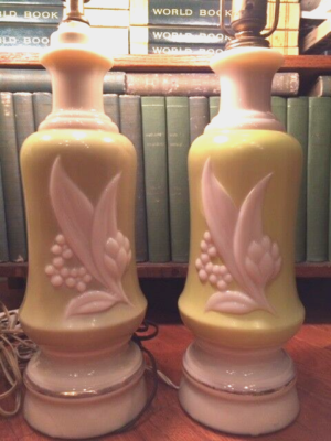 3 Aladdin Stanley Electric Lamp Bases Lily of the Valley